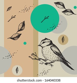 Seamless vector texture with birds