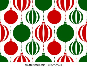 seamless vector texture with christmas balls isolated on white background