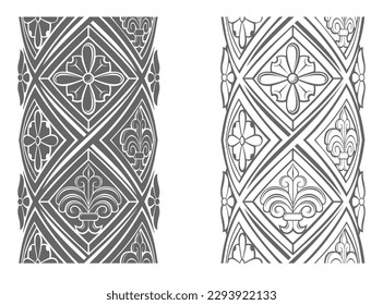 Seamless vector texture of classic ornamental pole or frame. Column pillar