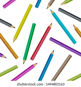 Seamless vector texture with colored pencils. Template for design backgrounds, textile, wrapping paper, package
