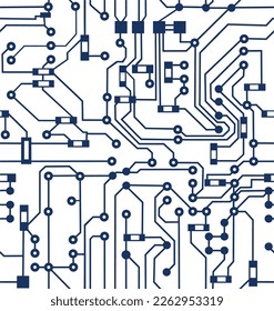 Textura vectorial sin inconvenientes de una motherboard de computadora con un procesador. El chip del sistema de la tarjeta de circuito impreso con el procesador principal. Educación en el campo de la tecnología informática.