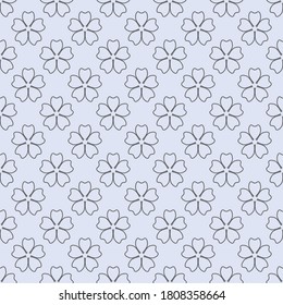 seamless vector texture of the contours of violets on a light blue background