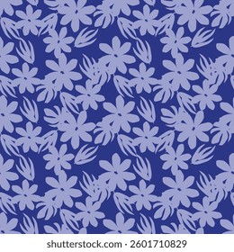 seamless vector texture cream stock flowers leaf pattern on brown background
