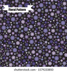 
 Seamless vector texture. Elegant template for fashion prints. Print with small colorful flowers. Black background.