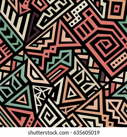 Seamless Vector Texture in Ethnic Style. Geometric endless ornament perfect for fabric, textile, t-shirt, business card and greeting card design.