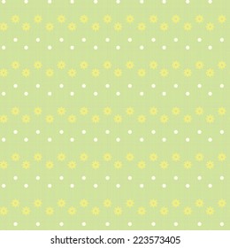 Seamless vector texture with flowers and dots