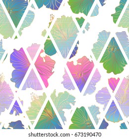 Seamless vector texture. Flowers and geometric pattern.Texture can be used for wallpaper, fill image, web page, background, surface, wrapping paper.