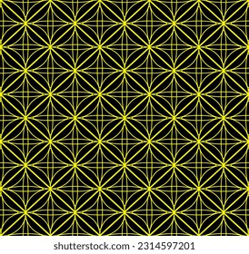 Textura vectorial sin fisuras en forma de patrones geométricos dorados sobre un fondo negro