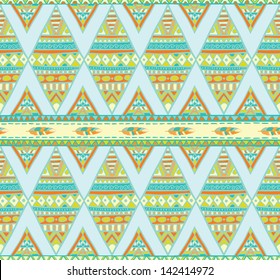 Seamless vector texture with geometric tribal pattern in summer colors