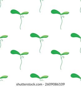 Seamless vector texture with green sprout. Spring.