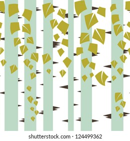 Seamless vector texture with green trees of birch.