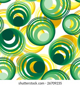 Seamless vector texture with green and yellow circles