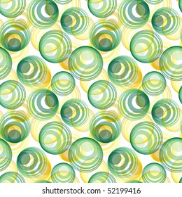 Seamless vector texture with green and yellow circles