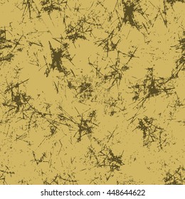 Seamless vector texture. Grunge brown background with attrition, cracks and ambrosia. Old style vintage design. Graphic illustration.  