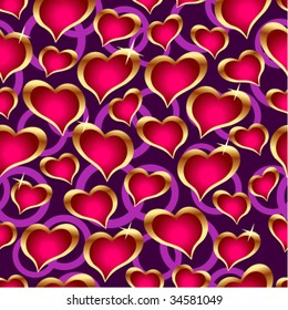 Seamless vector texture with hearts. You can create the wallpaper with this pattern, color of elements can be changed as you want.