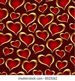 Seamless vector texture with hearts. You can create the wallpaper with this pattern, color of elements can be changed as you want.