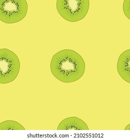 Seamless vector texture with kiwi. Colorful fruit pattern