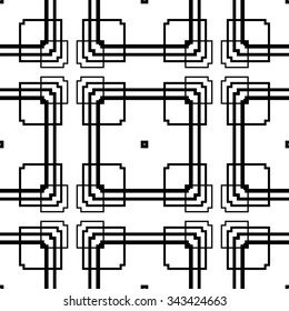 Seamless vector texture of lines and pieces of geometric shapes.