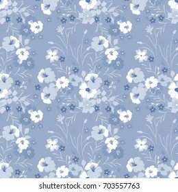 Seamless vector texture with meadow flowers and herbs. Floral template for fashion prints. Design for textile, wallpapers, wrapping, paper.