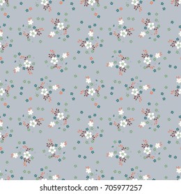 Seamless vector texture with meadow flowers and herbs. Floral template for fashion prints. Design for textile, wallpapers, wrapping, paper.