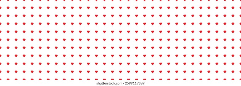 Seamless vector texture for note or notebook. White paper with red heart pattern. Ideal for stationery, scrapbooking, planners, and romantic designs.