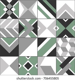 Seamless vector texture of patchwork. Modern geometric tiles. Decorative pattern for ceramic tile, wallpaper, linoleum, textiles, background.