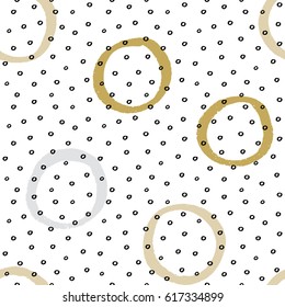 Seamless vector texture pattern with hand drawn circles and dots.