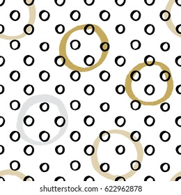 Seamless vector texture pattern with hand drawn circles and dots.