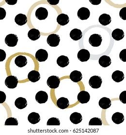 Seamless vector texture pattern with hand drawn circles and dots.