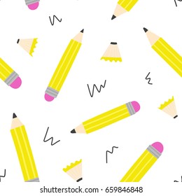 Seamless vector texture with Pencils. Abstract pattern with Pencils. Drawing tools background.