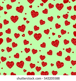 Seamless vector texture with red hearts. You can create the wallpaper with this pattern, color of elements can be changed as you want.