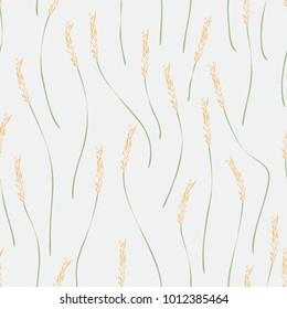 Seamless vector texture of ripe ears of cereals on a white background
