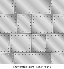 Seamless vector texture with riveted metal sheets. You can create the wallpaper with this pattern, color of elements can be changed as you want.