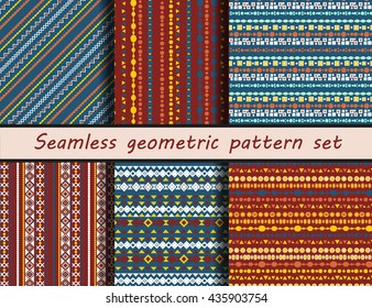 Seamless vector texture set. Aztec style. Peruvian drawings. Seamless pattern collection. thnic seamless backdrop. 