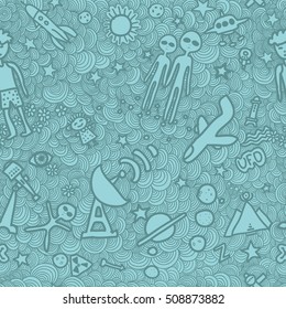 Seamless vector texture spiral line. Space travel, fantasy, UFO, planets, circles. pattern illustration