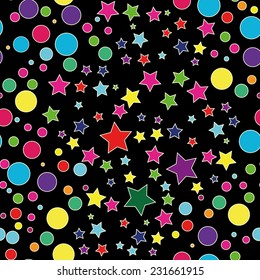 Seamless vector texture with stars and circles