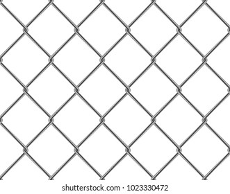 Seamless vector texture steel wire mesh, metal wire fence grid template.