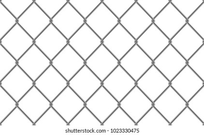 Seamless vector texture steel wire mesh, metal wire fence grid template.