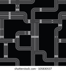 Seamless vector texture - the urban asphalt roads. fully editable