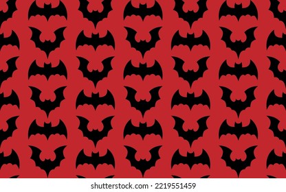 Seamless vector texture of various flying bat shapes. Different minimalistic black bats isolated