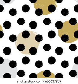 Seamless Vector Textured Hand Drawn Polka Dot Pattern.