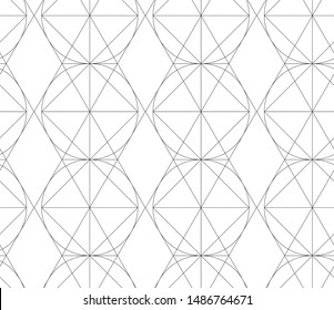 Seamless vector thin line abstract pattern. Black and white geometrical hexagons background for fabric, textile, design, cover, wrapping.