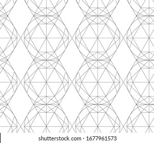 Seamless vector thin line geometric shapes pattern. Minimalistic design. Repeat structure white background. For design, web, fabric, textile, cover, wrapping etc.