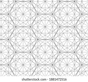 Seamless vector thin line geometric shapes pattern. Minimalistic design. Repeat structure white background. For design, web, fabric, textile, cover, wrapping etc.