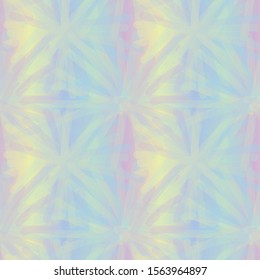 A seamless vector tie die inspired pattern with iricescent gradient in pastel rainbow colors. Decorative trendy surface print design. Great for background, stationery and textiles.