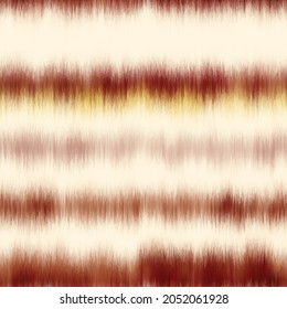 Patrón de rayas de sangrado multicolor sin fisuras vectoriales para la impresión superficial. Ilustración vectorial. Textura detallada intrincada. Gradiente de color ocre desigual representación falsa hippie del motivo gráfico de tye die.