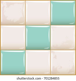 Seamless vector tile. Glossy old square ceramic