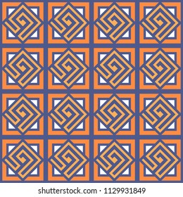 Seamless vector tiled pattern. Fashion textile print with greek design. Greece meander fabric background. Retro colors.