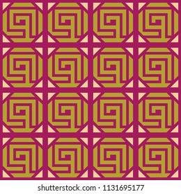 Seamless vector tiled pattern. Fashion textile print with greek design. Greece meander fabric background. Retro colors.