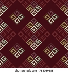 Seamless vector tiled pattern. Fashion textile print with greek design. Greece meander fabric background. Retro colors.